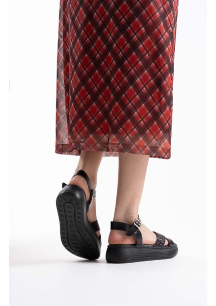 Orwell Siyah Hakiki Deri Sandalet