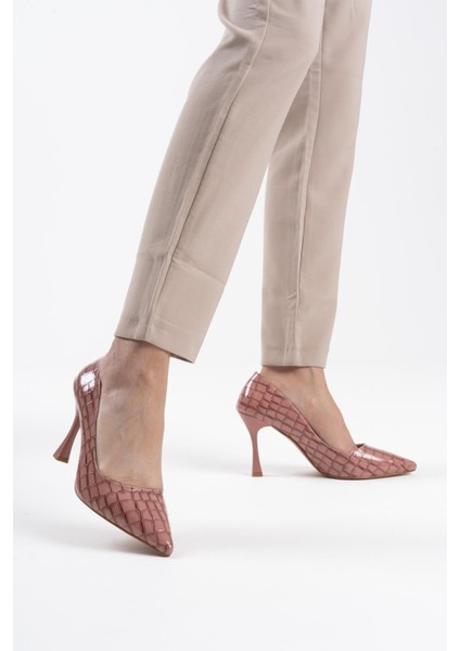 Harper Kadın Somon Kroko Rugan Stiletto modelleri