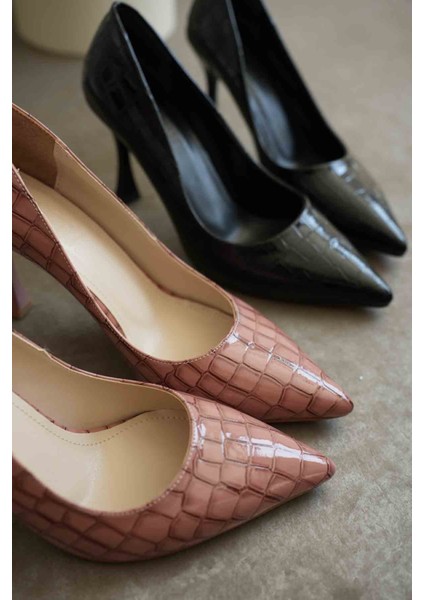 Harper Kadın Somon Kroko Rugan Stiletto
