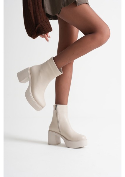 Keti Kadın Bej Topuklu Bot