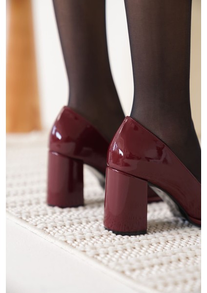 Pensy Bordo Rugan Kadın Topuklu Ayakkabı