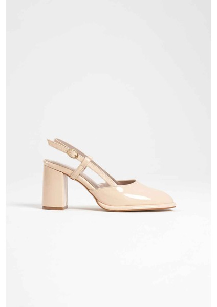 Denma Açık Sarı Rugan Kadın Topuklu Ayakkabı