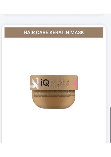 Iq Plus Professıonal Doğal Içerikli Koruyucu Aynı Zamanda Canlandırıcı Saç Bakım Maskesi 250 ml