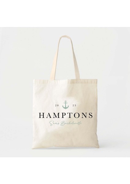 Sahil Pamuklu Kanvas Tote, Hamptons Tarzı (Özelleştirilebilir Metin) fiyatları