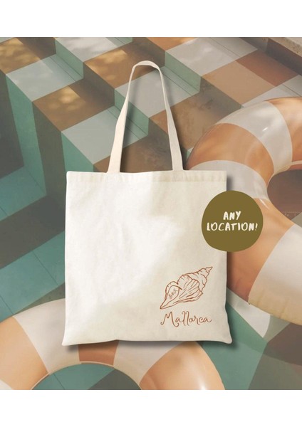 Sahil Düğünü Tote Çantası, Elle Çizilmiş Deniz Kabuğu Baş Harfi (Pamuklu Veya Kanvas) fiyatları