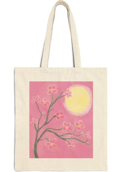 Pembe Kiraz Çiçeği Tote Çanta - Şirin Tote Çantalar, Estetik Tote Çanta, Tote Çanta, Kitap Çantası, Alışveriş Çantası, Kitap Çantası, Pembe Tote Çanta, Kanvas Çanta fiyatları
