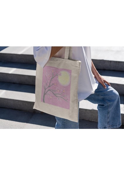 Pembe Kiraz Çiçeği Tote Çanta - Şirin Tote Çantalar, Estetik Tote Çanta, Tote Çanta, Kitap Çantası, Alışveriş Çantası, Kitap Çantası, Pembe Tote Çanta, Kanvas Çanta modelleri