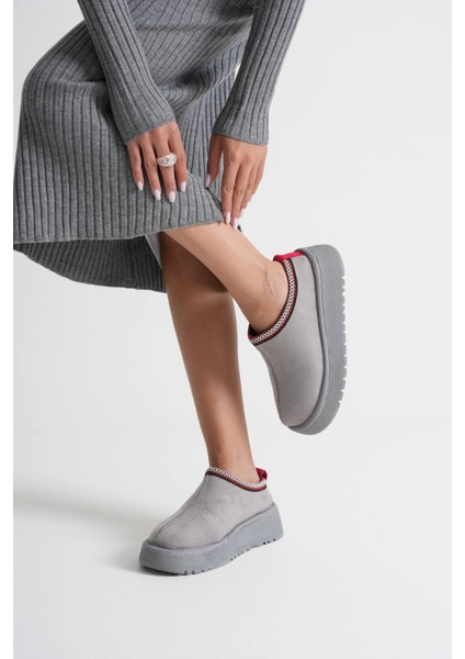 Elsa Kadın Gri Kışlık Kürklü Terlik fiyatları