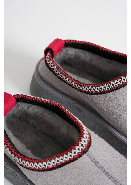 Elsa Kadın Gri Kışlık Kürklü Terlik