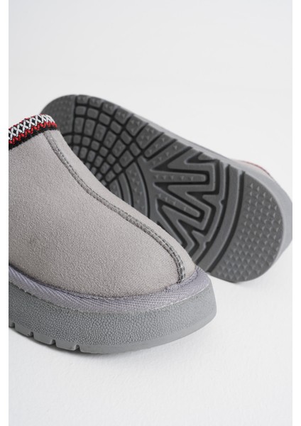 Elsa Kadın Gri Kışlık Kürklü Terlik