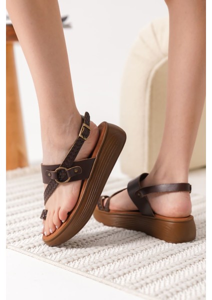 Likya Acı Kahve Hakiki Deri Sandalet