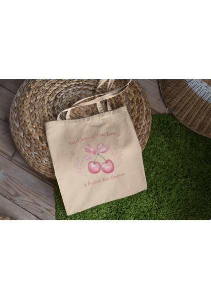 Sweet Pair Tote Çanta - Gelin Hediyesi, Şirin Tote Çantalar, Estetik Tote Çanta, Kitap Çantası, Kanvas Tote Çanta, Gelin Duşu Hediyesi, Düğün Hediyesi