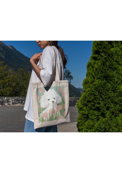 Kaniş Tote Çantası - Sevimli Estetik Tote Çantalar, Estetik Kitap Çantası, Alışveriş Çantaları, Köpek Tote Çantaları, Köpek Çantaları