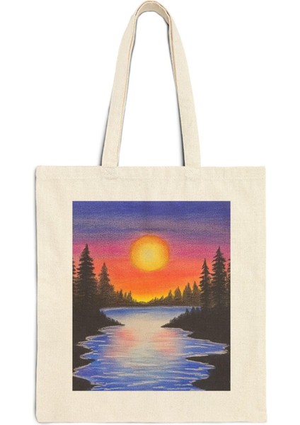 Çam Ağacı Donmuş Göl Tote Çantası - Estetik Tote Çanta, Kitap Çantası, Kanvas Tote Çanta, En Iyi Tote Çantalar, Hediye Tote Çanta, Estetik Tote Çanta fiyatları