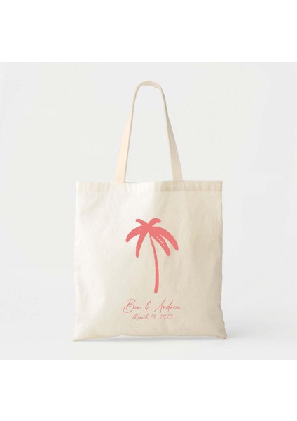 Düğün Hoş Geldiniz Çantası: Tropikal Palmiye Tasarımı (Özel Pamuklu Kanvas) fiyatları