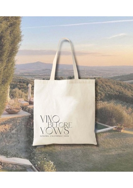 Vino Before Vows Tote - Kişiselleştirilmiş Nedime Şarap Çantası fiyatları