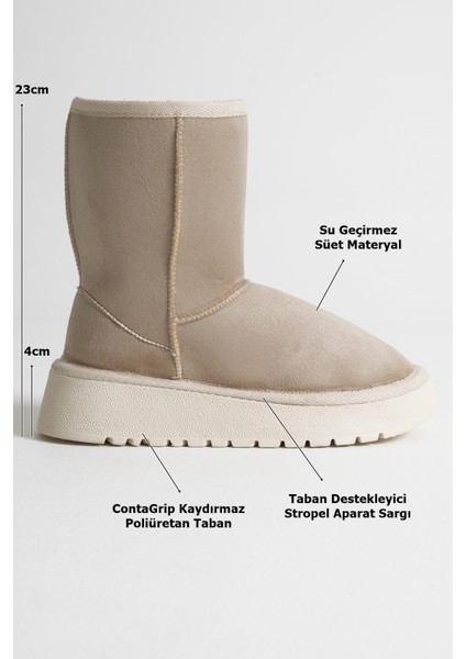Anisa Kadın Bej Kışlık Kürklü Bot modelleri
