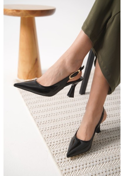 Ophelia Kadın Siyah Rugan Topuklu Ayakkabı fırsatları