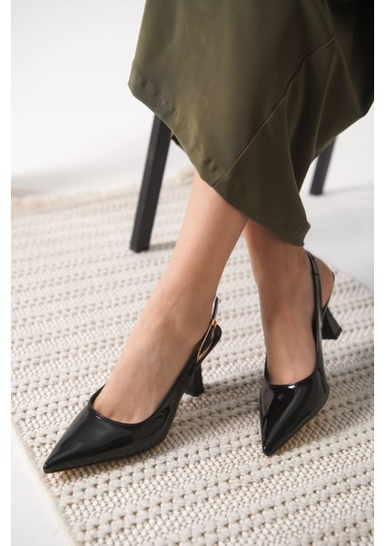 Ophelia Kadın Siyah Rugan Topuklu Ayakkabı indirimleri