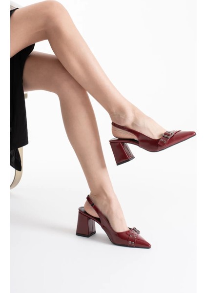 Keira Bordo Rugan Kadın Topuklu Ayakkabı