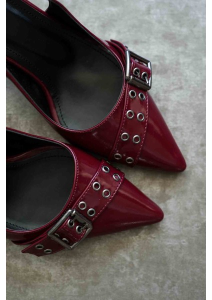 Keira Bordo Rugan Kadın Topuklu Ayakkabı