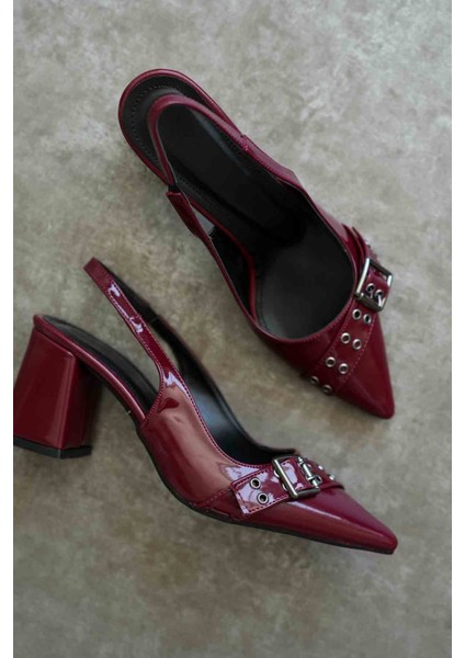 Keira Bordo Rugan Kadın Topuklu Ayakkabı