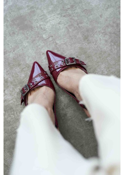 Keira Bordo Rugan Kadın Topuklu Ayakkabı