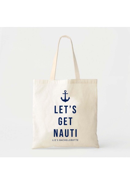 Denizci Pamuklu Tote, Nedime Plaj Çantası (Büyük Boy, Özel Yazı)