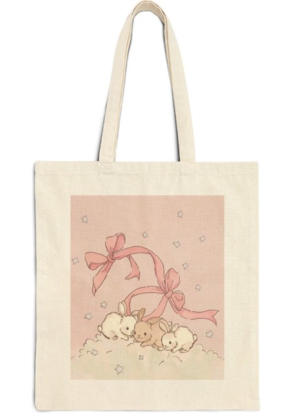 Pembe Coquette Tavşan Tote Çanta - Şirin Tote Çanta, Estetik Tote Çanta, Coquette Tote Çanta fiyatları