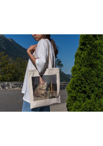 Üzgün ​​doğum Günü Kedi Tote Çantası - Sevimli Tote Çantalar, Sevimli Kedi, Sevimli Tote Çanta Koleksiyonu