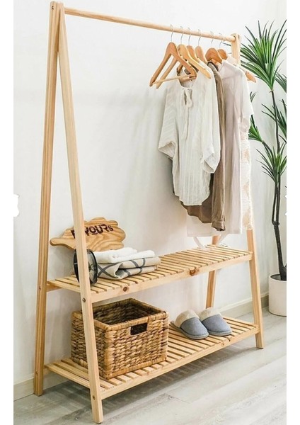 Ahşap Modern Kıyafet Askılığı -Rafı modelleri