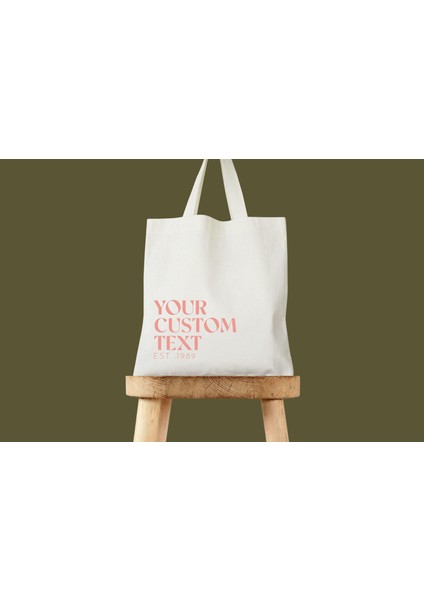 Kişiselleştirilmiş Tote Çanta: Retro Kabarcık Harfler - Pamuklu Kanvas fiyatları