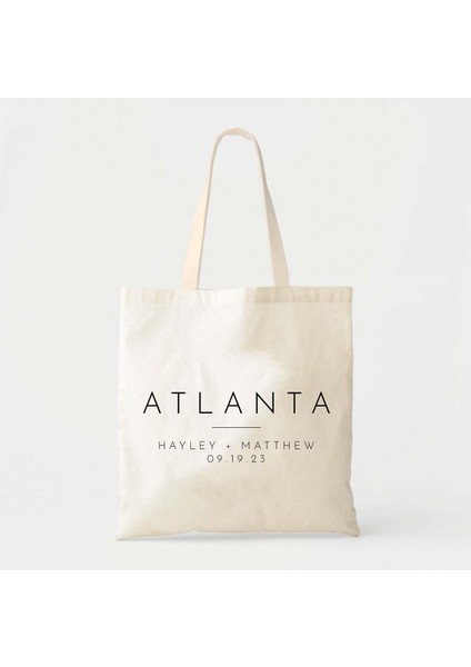 Atlanta Düğün Tote Çantası: Kişiselleştirilmiş Pamuklu Kanvas, Büyük Boy fiyatları