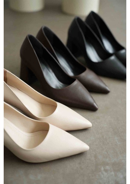 Valeria Acı Kahve Cilt Kadın Topuklu Ayakkabı