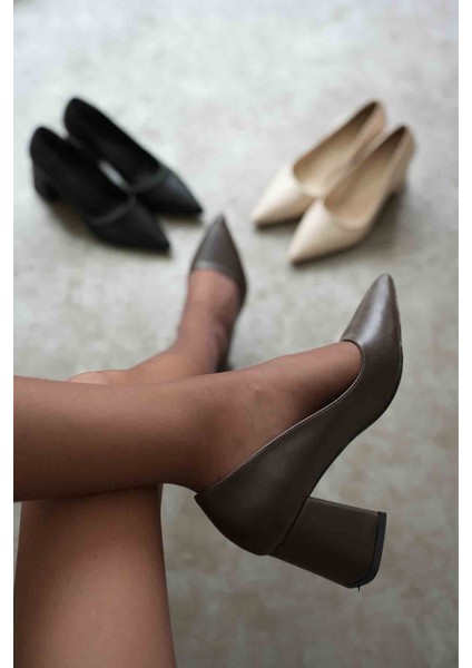 Valeria Acı Kahve Cilt Kadın Topuklu Ayakkabı