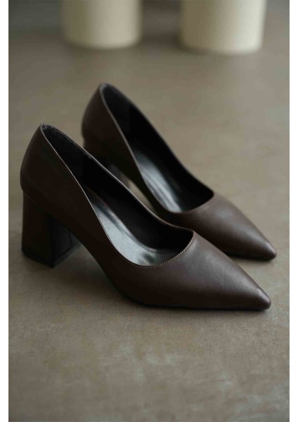 Valeria Acı Kahve Cilt Kadın Topuklu Ayakkabı