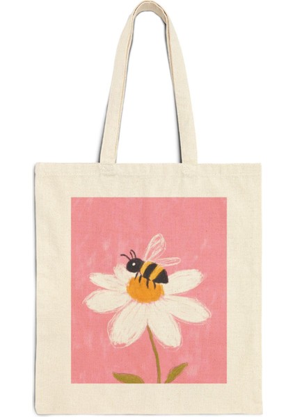 Arı Çiçeği Pembe Tote Çanta - Şirin Tote Çantalar, Estetik Tote Çanta, Hediye Tote Çanta, Kanvas Çanta, Tote Çanta, Kitap Çantası, Alışveriş Çantası, En Iyi Tote Çantalar fiyatları