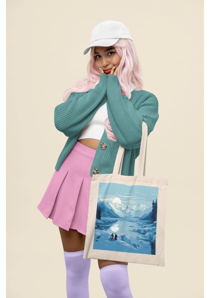 Antarktika'daki Penguenler Tote Çantası - Sevimli Hayvan Tote Çantası, En Iyi Tote Çantası Koleksiyonu, Estetik Tote Çantalar modelleri