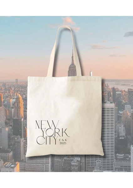 Düğün Hoş Geldiniz Çantası: Özel New York City Tasarımı - Pamuklu Kanvas