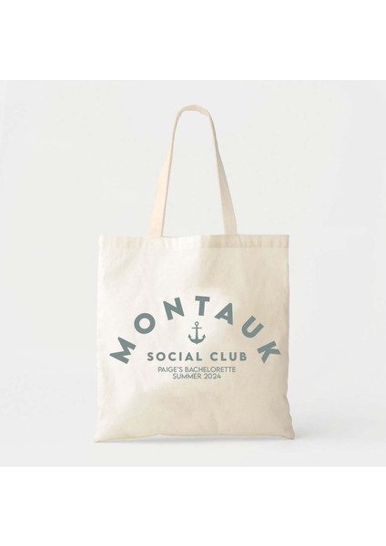 Montauk Social Club Tote - Pamuklu Kanvas Plaj Çantası, Büyük Yazlık Taşıma Çantası fiyatları