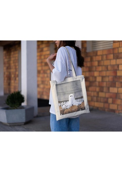 Cadılar Bayramı Hayalet Tote Çantası - Şirin Tote Çantalar, Estetik Tote Çanta, Tote Çanta, Tote Çanta, En Iyi Tote Çantalar