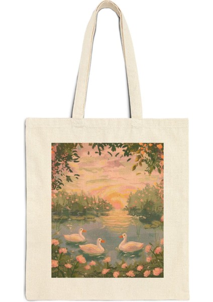 White Ducks Tote Çanta - Estetik Tote Çantalar, Şirin Kitap Çantaları, En Iyi Alışveriş Çantaları, Tote Çantalar fiyatları