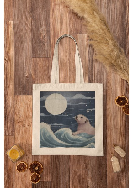 Otter Great Wave Of Kanagawa Tote Bag - Estetik Tote Çanta, Sevimli Tote Çantalar, Tote Çantalar fiyatları