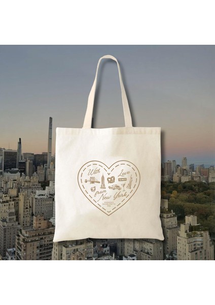 New York Pamuklu Tote Çanta I Love Ny (Kanvas, 9X11 Veya 16X15")