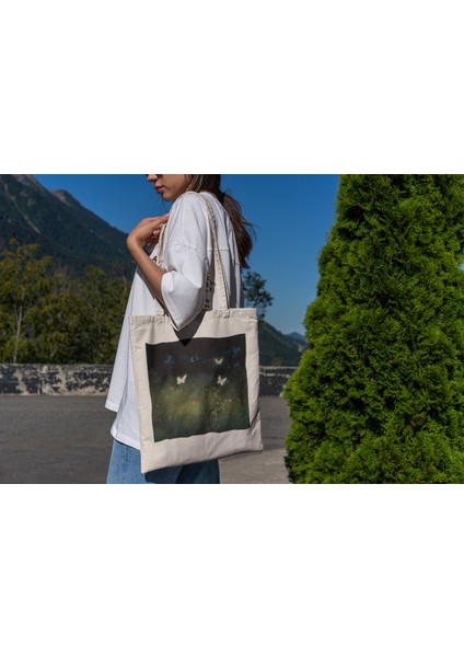 Parlayan Kelebekler Tote Çantası - Sevimli Tote Çanta Koleksiyonu, Estetik Kitap Çantası, Sevimli Kitap Çantaları
