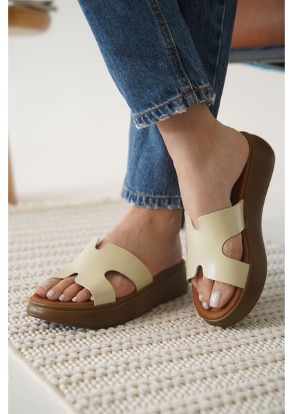 Borlina Bej Hakiki Deri Terlik