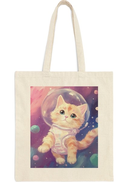 Sınırlı Süreli Uzay Kedi Tote Çantası - Sevimli Tote Çanta Koleksiyonu, Uzay Kedisi, Sevimli Kedi Tote Çantası, Estetik Tote Çanta fiyatları