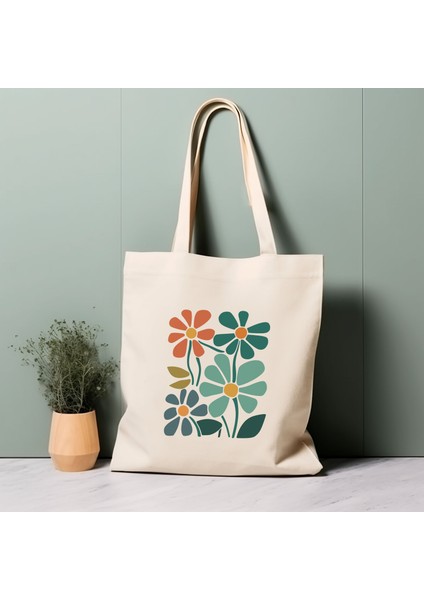 %100 Pamuklu Tote Çanta, Matisse'den Ilham Alan Çiçekler. Çevre Dostu, Estetik Alışveriş Çantası, Ömür Boyu Kullanabileceğiniz Çanta.