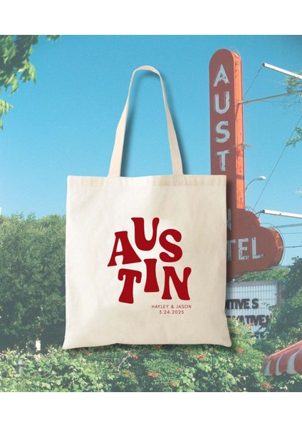 Bekarlığa Veda Tote Çantası: Austin Düğün Teması (Kişiselleştirilmiş Pamuk)