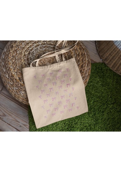Coquette Balerin Fiyonklu Tote Çanta - Şirin Tote Çanta, Günlük Çanta, Estetik Tote Çanta